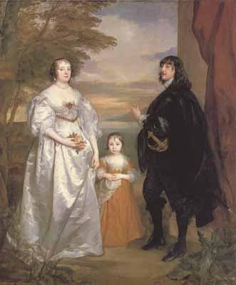 Anthony Van Dyck Portrait of the earl and countess of derby and their daughter (mk03) oil painting picture